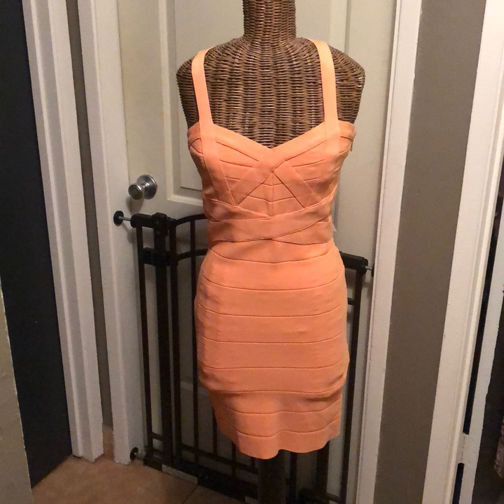 Hot peach bodycon dress
